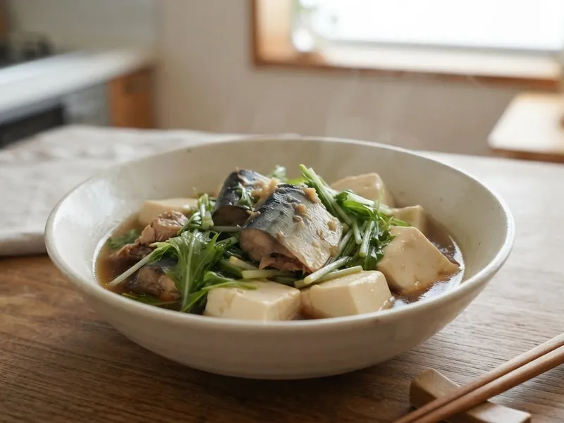 さば缶と豆腐のレンジ煮