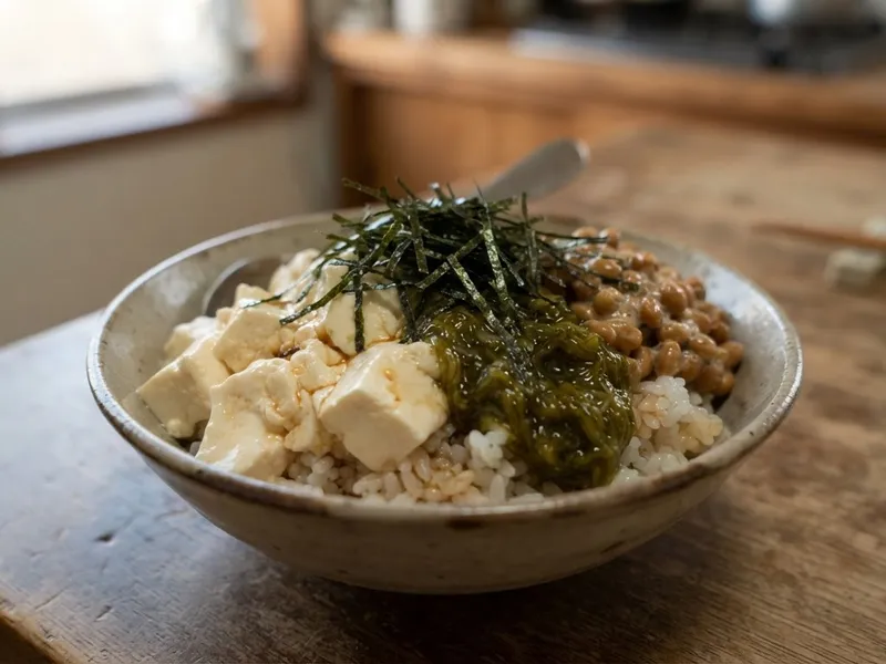 豆腐とめかぶのねばねば丼