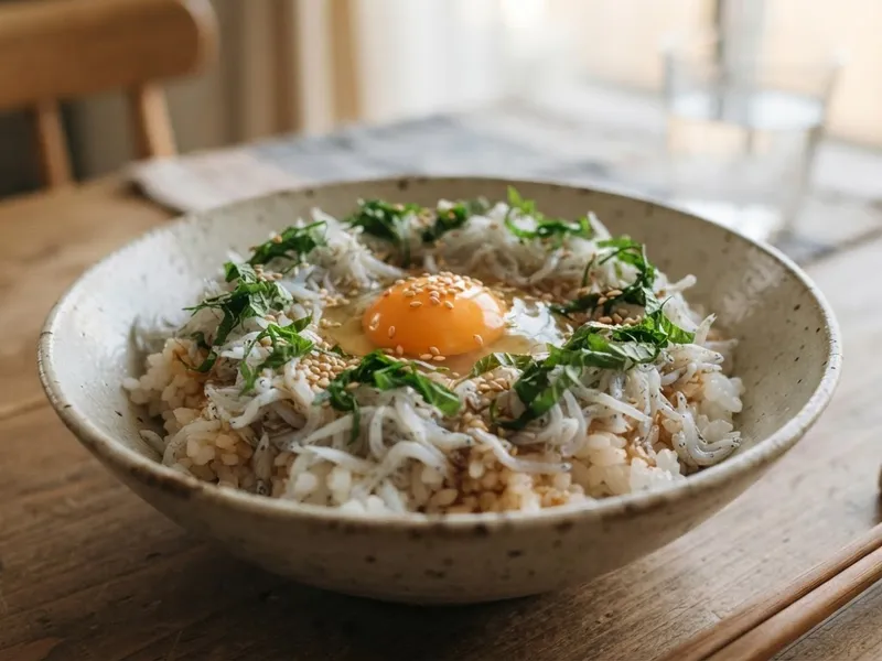 しらすと大葉の卵かけごはん
