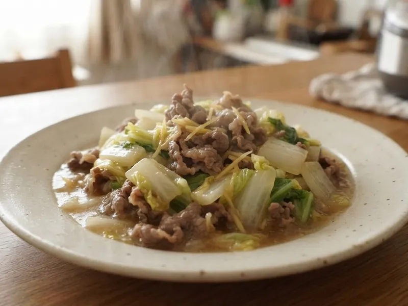 牛こまと白菜の中華風とろみ煮