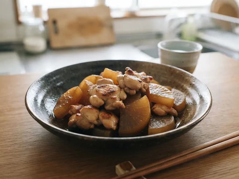 鶏もも肉と大根の甘辛炒め煮