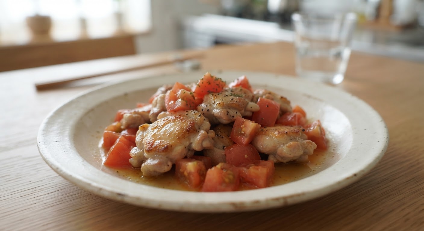 鶏もも肉のトマトにんにくソテー