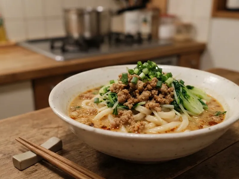 冷凍うどんの担々風