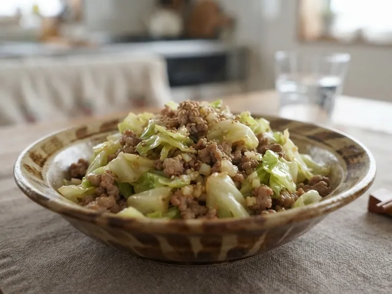 ひき肉とキャベツのうま塩炒め