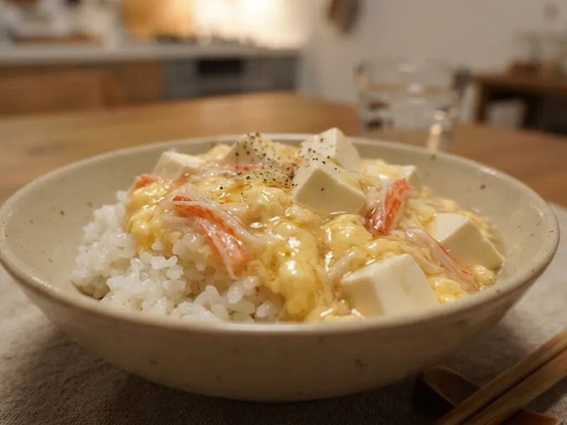卵と豆腐のふわとろ中華あん丼