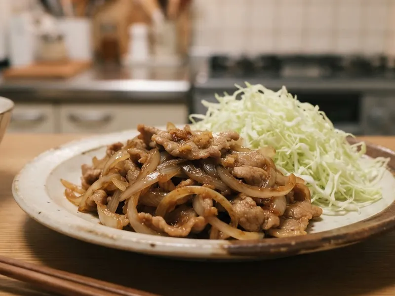 豚こまと玉ねぎの生姜焼き