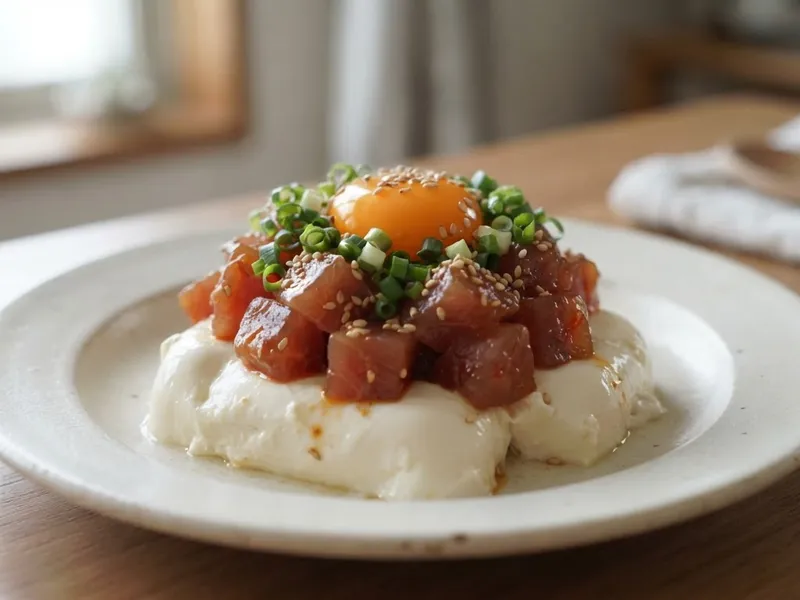 まぐろと豆腐のユッケ風