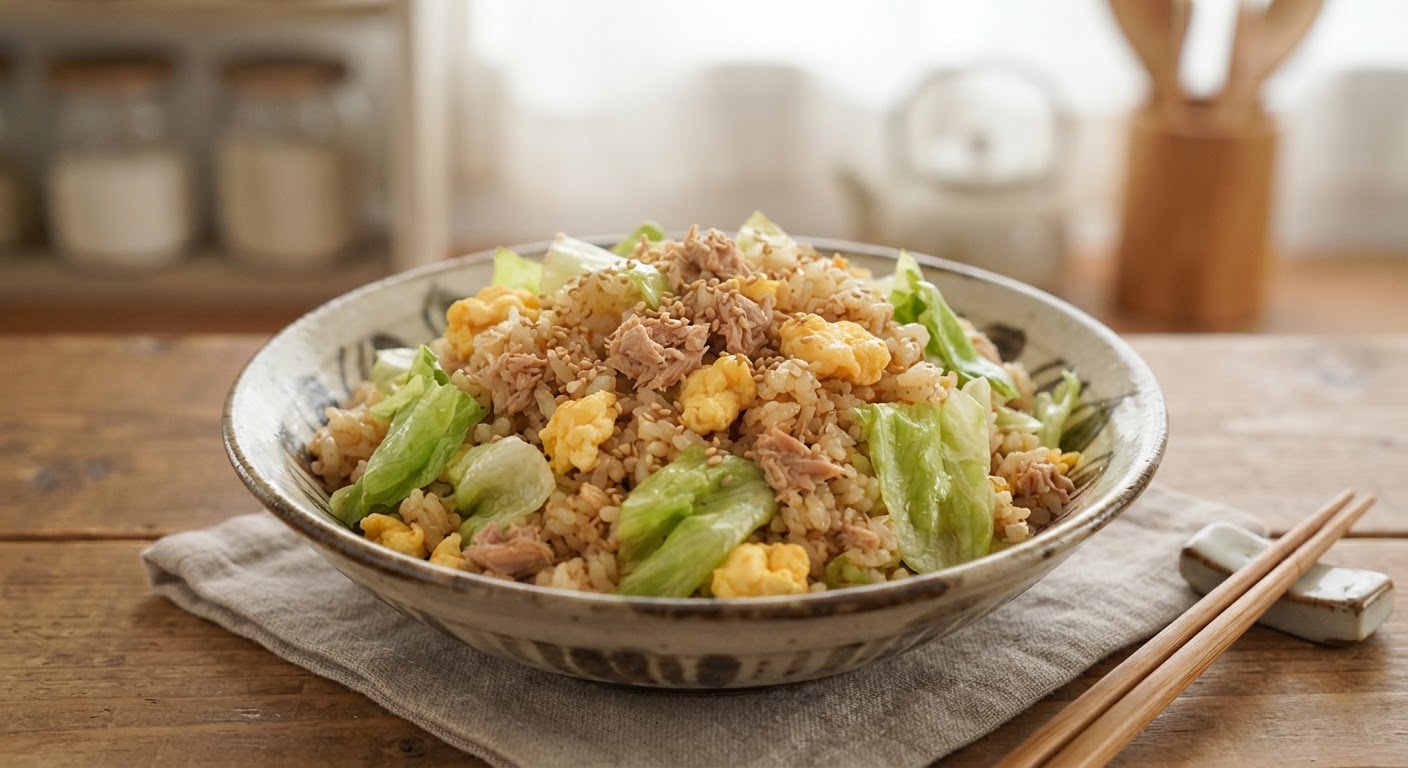 ツナとレタスのチャーハン