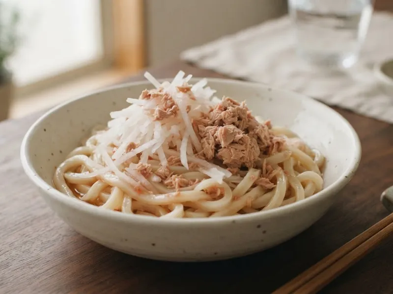 ツナと大根の梅だれうどん