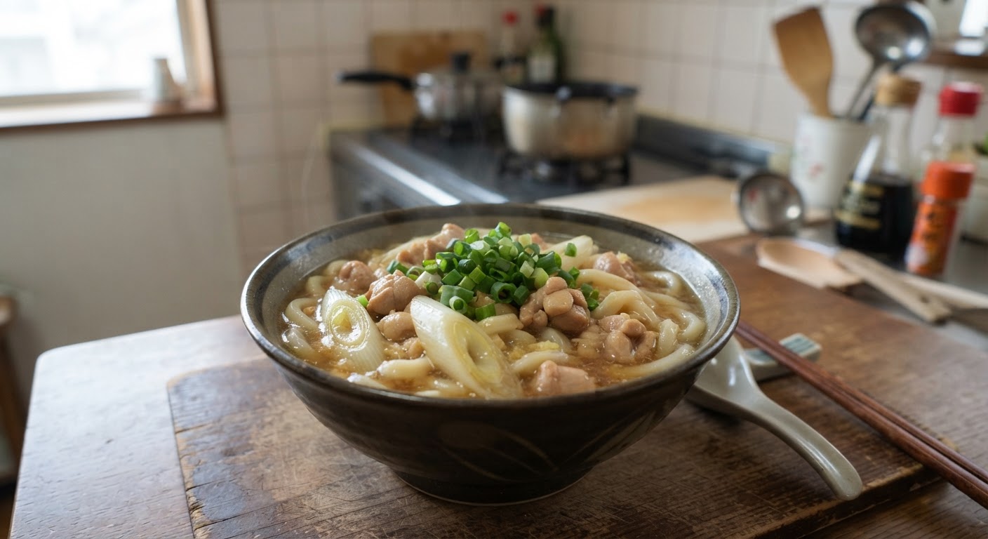 鶏もも肉と長ねぎのしょうがうどん