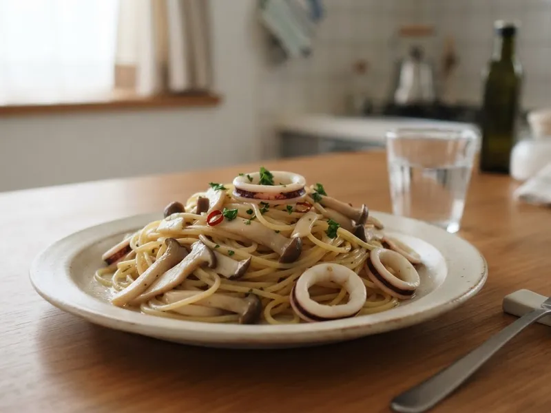 エリンギといかのペペロンチーノ