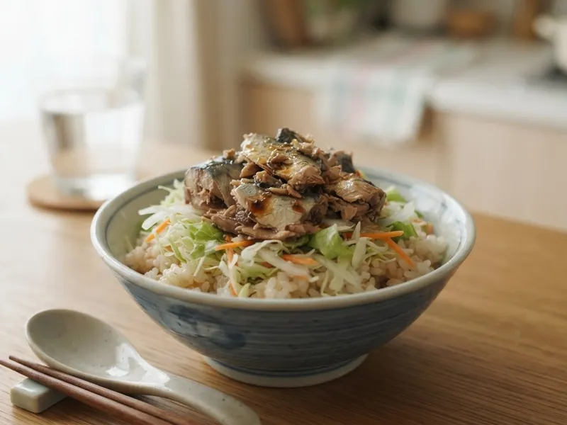 さば缶のポン酢のっけ丼