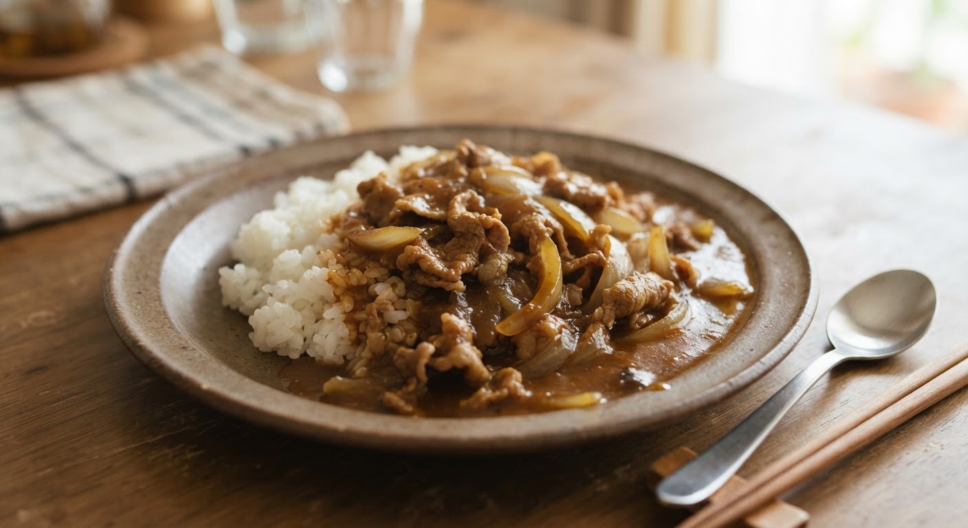 豚こまと玉ねぎのフライパンカレー